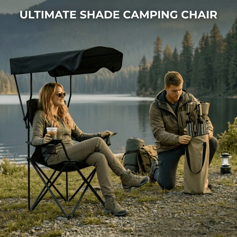 Outdoor Camping Chair With Awn - огляд і ціна Fishing Equipment Usa